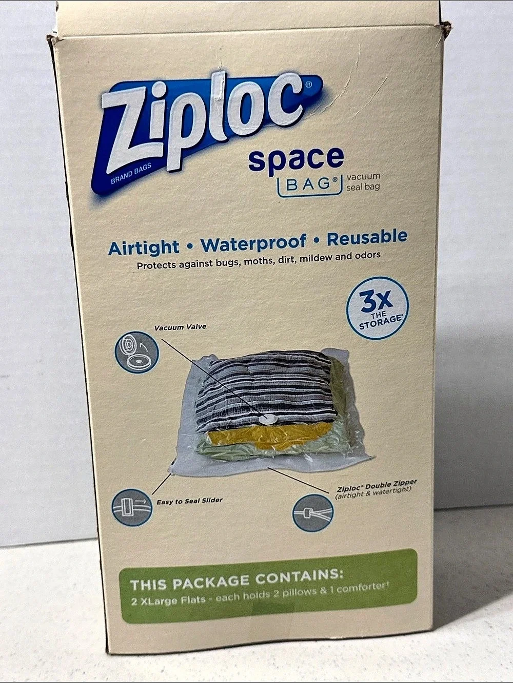 Ziploc Space Bag Flat 2 X-Large Vacuum Seal Storage Bags